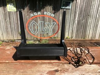Vintage Olympia Beer Ask for Oly Lighted Black Light Sign Back Bar Counter Top 3