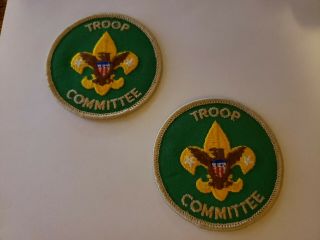 2 Vtg Troop Committee Chairman Patch Bsa Boy Scouts Of America Green Leader Us