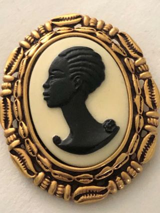 Vintage Coreen Simpson The Black Cameo African American Rare Designer Brooch