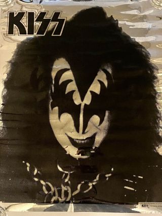 Kiss Poster 1977 Mylar Foil Aucoin Mgmt.  Gene Simmons “demon” Vintage.