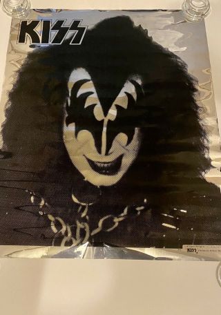 KISS poster 1977 mylar foil AUCOIN MGMT.  Gene Simmons “Demon” Vintage. 2