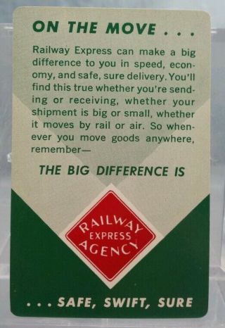 Vintage Advertising Pocket Wallet Calendar Card: 1956 Railway Express Agency