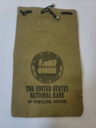 Vintage The United States National Bank Of Portland Oregon Canvas Bag