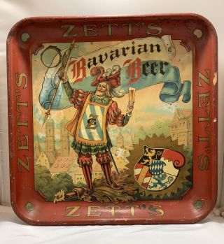 Zett ' s Bavarian Beer Advertising Tray.  Pre - prohibition,  ca.  1900 - 1920 Syracuse NY 2