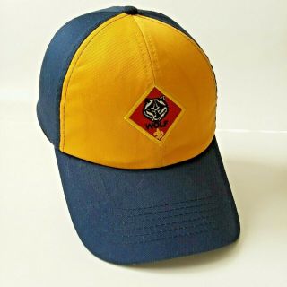 Bsa Boy Cub Scout Cap Hat Twill Blue Gold Wolf Patch Youth Adjustable Strap Back