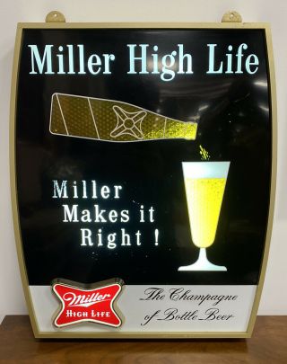 Vintage Miller High Life Lighted Sign “miller Makes It Right”