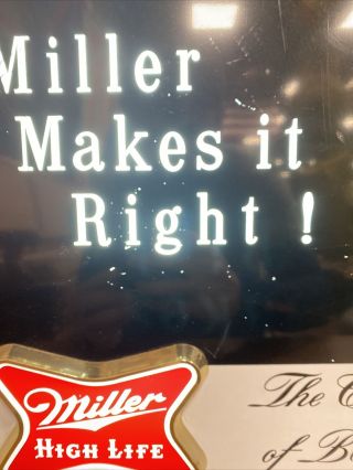 Vintage Miller High Life Lighted Sign “Miller Makes It Right” 4