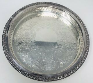 Webster Wilcox Silver Plate Serving Tray Reticulated Brandon Hall 7570g 9 1/2 "