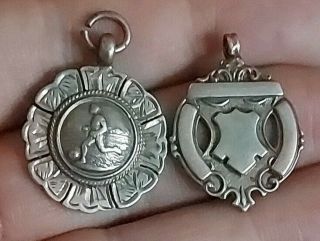 Two Silver Fobs Cannock Mining College Football League & Cup 1930 