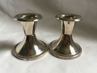 Silver Plated Small Candlesticks Dinner Taper Candle Holders