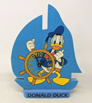 Walt Disney Mickey & Co Donald Duck Linden Blue Sail Boat Foam Puzzle Clock Tt20