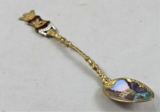 Venice Italy Gilt Silver Souvenir Spoon With Enamel Bowl Canal