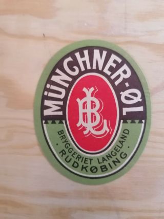 Bryggeriet Langeland Beer Label - Münchener Øl - Very Old Label