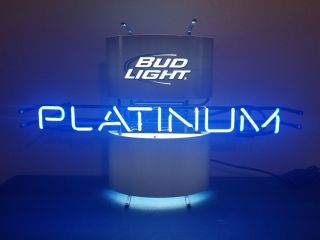 (l@@k) Bud Light Platinum Beer Neon Light Up Sign Game Room Anheuser Busch