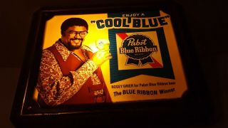 Vintage Pabst Blue Ribbon (shadow Box) Light Up Sign W/ " Rosey Grier 