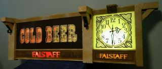 Huge Vintage Falstaff Beer St Louis Mo Lighted Fiber Optic Motion Sign Clock