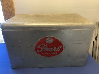 Vintage Pearl Lager Beer Metal Beer Cooler Ice Chest Man Cave Display