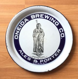 Vtg Oneida Brewing Co Ale & Porter Skenandoah Chief Utica Ny Porcelain Beer Tray