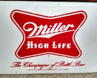 Vintage Cronstroms Miller High Life Picnic Beer Cooler w/ Tray 4