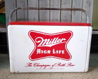 Vintage Cronstroms Miller High Life Picnic Beer Cooler w/ Tray 6