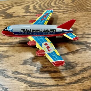 Twa Vintage Tin Lithograph Toy Airplane Trans World Airlines Made In Japan