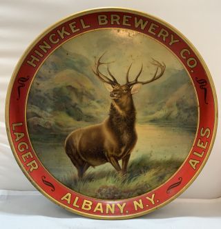 Hinckel Brewery Co 12” Tray Albany York Tin Litho Pre - Prohibition Lager Ales