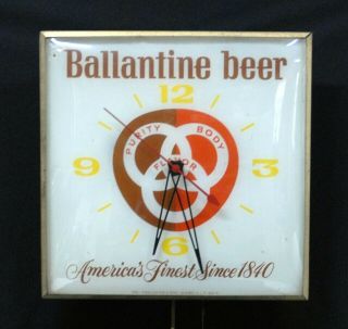 Ca.  1963 Ballantine Beer Advertising Light - Up Clock Pam Illuminated Clock Co.