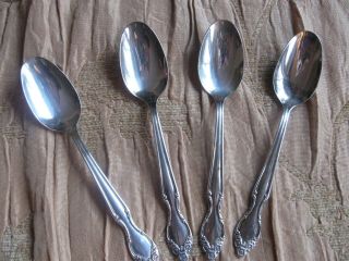 4 Wm Rogers Mfg Silvery Mist Demitasse Expresso Spoons Silver Plate 4 3/8 " Long