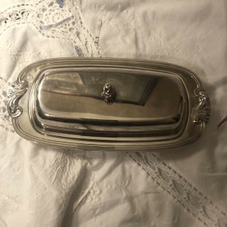 Wm Rogers Silver Plated Butter Dish Vintage 8.  5”