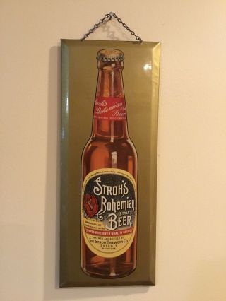 Vintage Stroh’s Beer Sign 1940s? Prismatic Sign By Bastain Bros,  Rochester