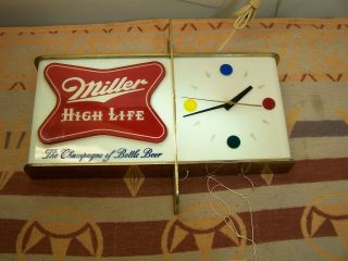 1957 Miller High Life Beer Shark Fin Clock No Cracks As Designed