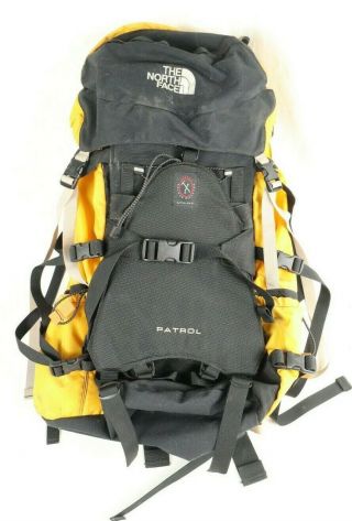 Vintage The North Face Patrol Pack Yellow Black Hiking Backpack Camping Sz Large
