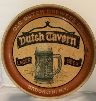 Old Dutch Brewers Inc Dutch Tavern Lager Beer Tray Brooklyn Ny 12 3/4” Old