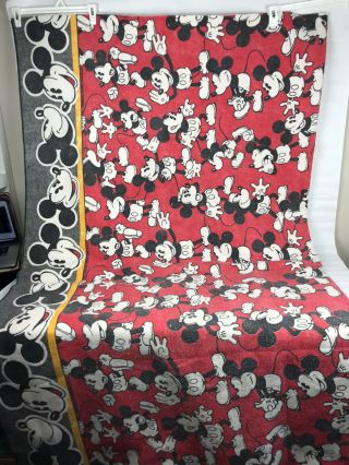 Vtg Mickey Mouse Disney Animated Blanket 72 X 90 Twin Red Black Made In Usa