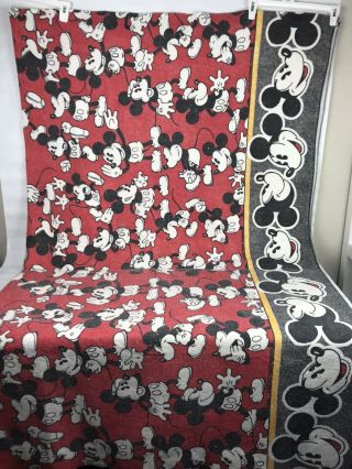 VTG Mickey Mouse Disney Animated Blanket 72 x 90 Twin Red Black Made in USA 2