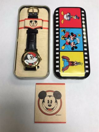 Mickey Mouse Face Watch Leather Band in Tin The Disney Store 2
