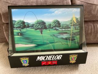 Vintage Michelob Beer Lighted Motion “hole In One” Golfing Sign