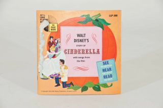 Vintage 1965 Walt Disney Cinderella Disneyland Record Book 7 " Vinyl Record