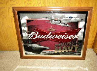 2006 Budweiser Salutes The Navy Wood Framed Mirror