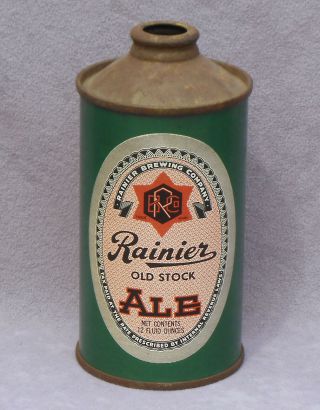 Vintage 1941 Rainier Old Stock Ale Cone - Top Beer Can San Francisco Brewing -