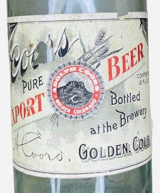 Vintage Pre - Pro Coors Export Beer 12oz Bottle W/ Labels Adolph Coors Golden Co