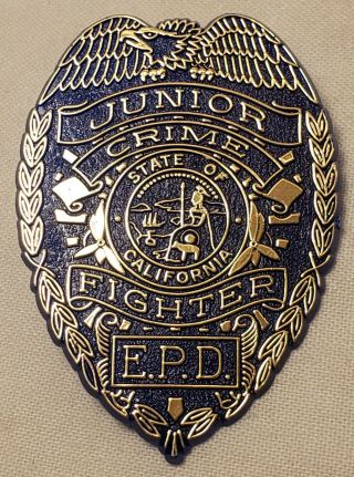 Vintage Junior Police E.  P.  D.  California Badge Deputy Collectible Novelty Toy