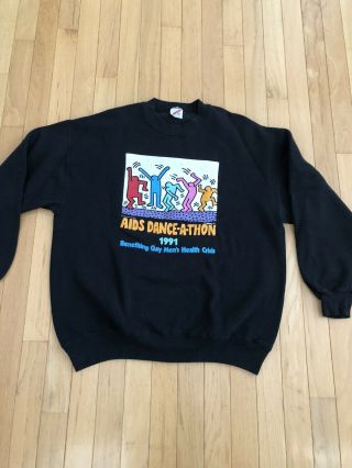 Keith Haring Vintage Sweatshirt Aids Dance - A - Thon 1991 Ny Gay Mens Health Crisis