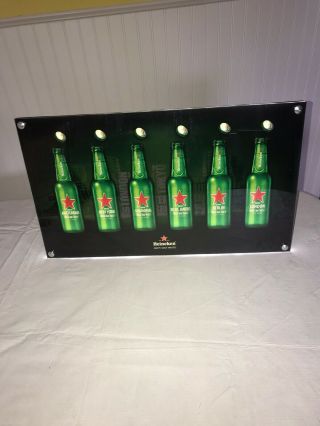 Heineken Beer Motion Lighted Bottle Sign Light Up Bar Advertising Read Descrip