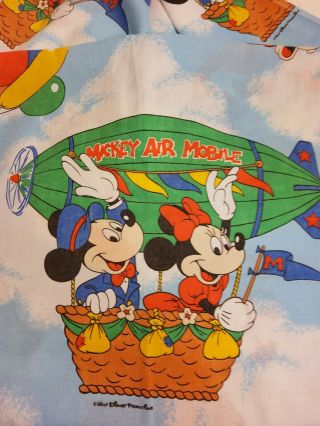 Disney Mickey Mouse Air Mobile Twin Vintage Sheet Set Flat See Note