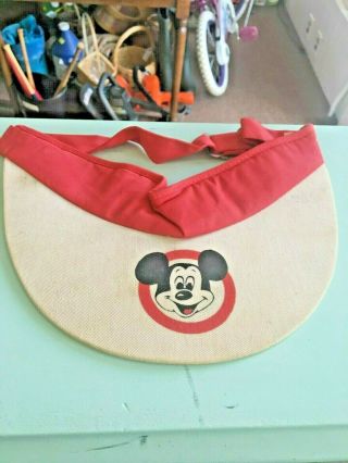Disney Vintage Red White Mickey Mouse House Visor Hat J2