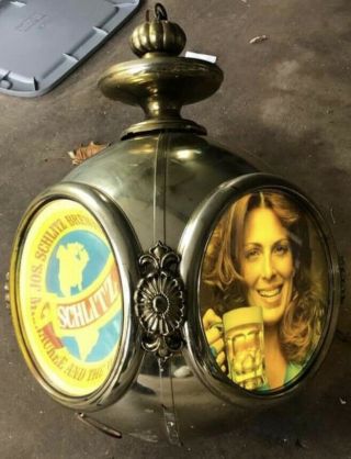 Vintage 1972 Schlitz Rotating Beer Light Clock Holly Grail Sign Wow Large