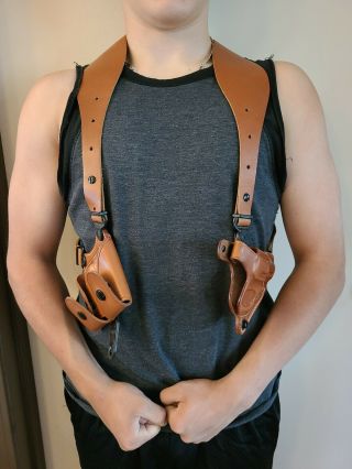 Vintage Galco Leather Shoulder Holster For S&w J Frame 120 Sca32 Smith Wesson