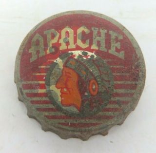 Rare Red Apache Ale Beer Bottle Cork Bottle Cap 1930s Phoenix Arizona Brewing Az