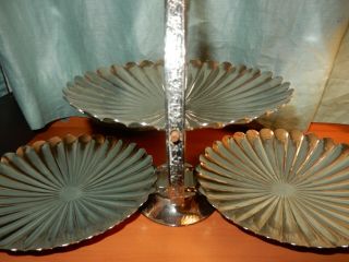 Vintage Folding 3 - Tier Serving Tray Silver - Plate